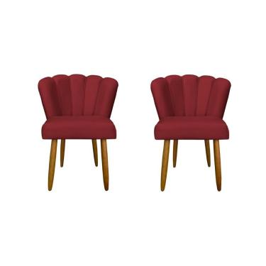 Imagem de Kit Cadeiras Flor Para Quarto Penteadeira Balaqui Decor Vermelho