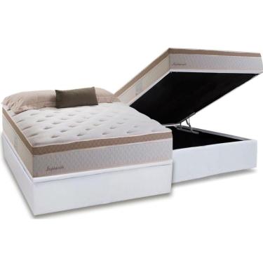 Imagem de Cama Box Baú Casal: Colchão Molas Masterpocket Ensacadas Herval Inspiracion + Base Crc Courano White (138x188)