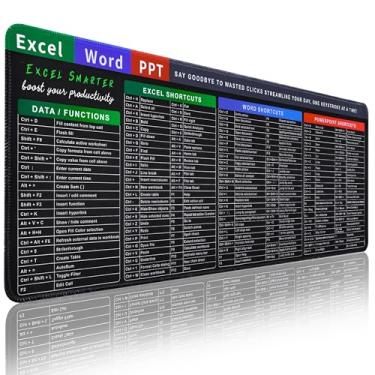 Imagem de Meetcolor Tapete de mesa Excel, tapete de mouse com atalhos grandes de 80 x 30 cm, tapete para computador Excel/Word/Power Point, atalho de teclado antiderrapante e tapete de mesa de jogos GG para