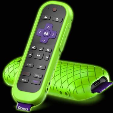 Imagem de Capa para controle remoto Roku compatível com controle Hisense e TCL TV Stick, capa de silicone verde