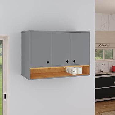 Imagem de Armario Jessica com 3 Portas Cozinha Lavanderia Compacta Aéreo - Loja Inova BR (Cinza/Cinam.)