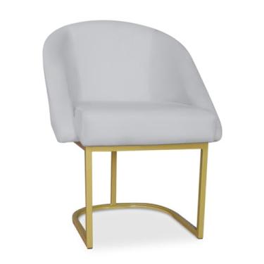 Imagem de Poltrona Decorativa Lua Veludo Amarelo Base Metal Dourada - Design Moderno e Conforto para Sala, Quarto - JRC Móveis (Base Metal, Cinza Claro)