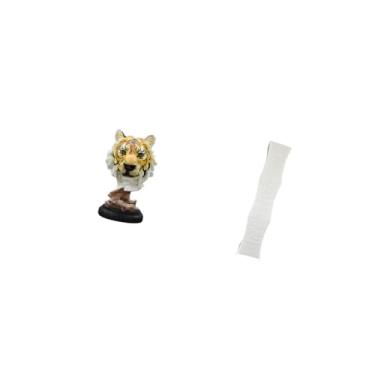 Imagem de Fenteer Escultura Moderna de Cabeça de Tigre com Abajur de Papel para Decoração Aconchegante de Sala de Estar, Ideal para Mesa de Entrada, Corredor Ou Estante