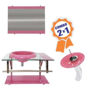 Imagem de Combo 2 em 1 - Gabinete 60cm Lituânia + Torneira Ibiza - EKASA, Rosa