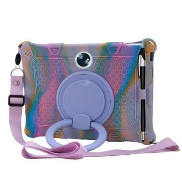 Imagem de Capa de tablet para OnePlus Pad/para Oppo Pad 2 29.5 cm 2023 capa de silicone macio antiestresse com suporte de rotação de 360°/suporte de lápis/alça de ombro/caneta para Oppo 29.5 cm (roxo colorido)