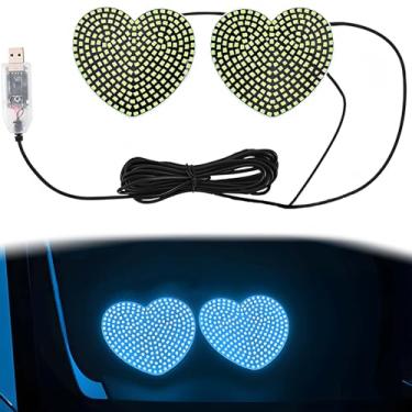 Imagem de Luz ambiente LED de carro em forma de coração para janelas laterais e traseiras - Decoração romântica de amor para festas, Natal, Dia dos Namorados e encontros noturnos, alimentado por USB (azul)