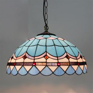 Imagem de Luminária pendente contemporânea de luxo em vidro colorido com LED, estilo retrô americano, ideal para sala de estar, restaurante, quarto, hotel, casa de campo, corredor, café, bar ou escada