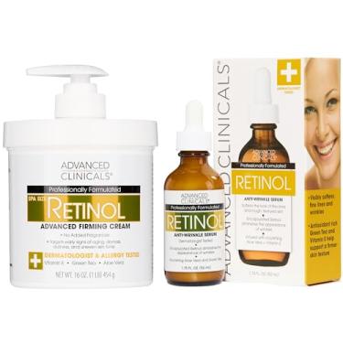 Imagem de Clínicos Avançados 2 pedaço de cuidados da pele retinol definido. 16 onças Spa Tamanho Retinol Firming Creme e 1,75 onças de retinol sérico para rugas, linhas finas, manchas de idade.