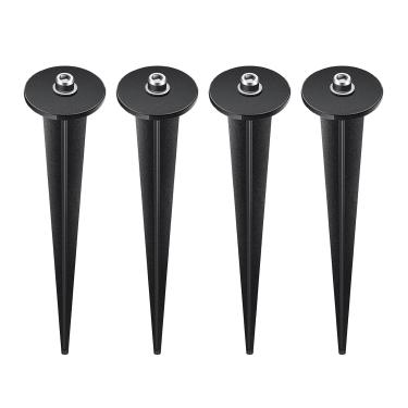 Imagem de Bxian 4 peças preto 16,3 cm com ponta rosqueada holofote poste de substituição de metal adequado para lâmpada de rua, paisagem, tochas movidas a energia solar, iluminação de jardim e paisagem