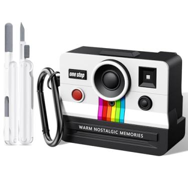 Imagem de QINGQING Compatível com AirPods AirPods Pro 2, capa de silicone com design retrô para câmera, resistente a choques, proteção total para AirPods Pro 2ª e 1ª geração (branca, Airpods Pro 2ª/1ª)