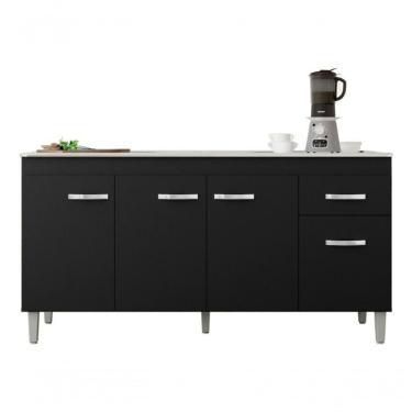 Imagem de Balcão Gabriela 150cm Preto S/tampo Ajl Móveis Cor Preto