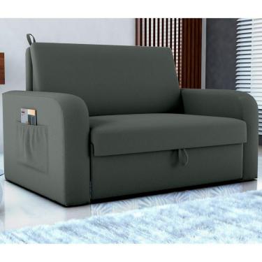 Imagem de Sofá Cama Com Baú 2 Lugares Raheny Veludo Maserati Cinza