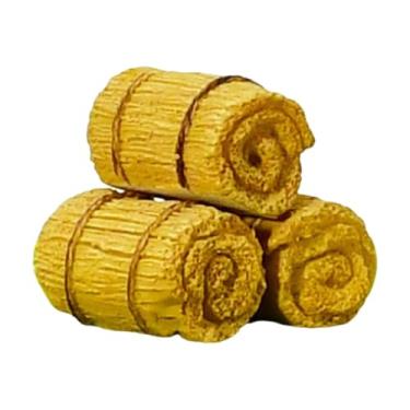 Imagem de Almencla Conjunto de 3 Mini Fardos de Feno - Modelo de Fardos de Feno Simulados - Decoração Multifuncional e Fofa para Cenários de Colheita em Casa, Oval 4.5x2.5x2.5cm