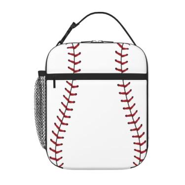Imagem de Cemfyzoch Lancheira esportiva infantil com bola de beisebol para meninas, meninos, lancheira isolada, portátil, reutilizável, lancheira, caixa de preparo de refeições, crianças, mulheres, homens, para