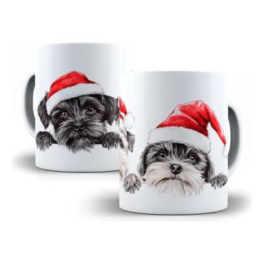 Imagem de Caneca De Natal Schnauzer Miniatura 325ml – Porcelana Branca, Estampa Pet Natalina, Presente Criativo para Amantes de Cães