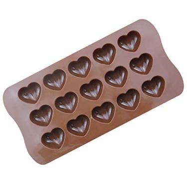 Imagem de Molde de silicone de chocolate em forma de coração, moldes de silicone com 15 cavidades para presente de casamento, presente de casamento, molde de derretimento, bandeja de cubo de gelo