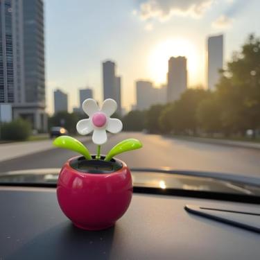Imagem de Solar Dancing Flower Automotive Ornament Swinging Animated Flower Dancer Toy Car Dashboard Decor Suncatchers Solar Apple Blossom Bobblehead Windowsill Decoration for Car Home Decor