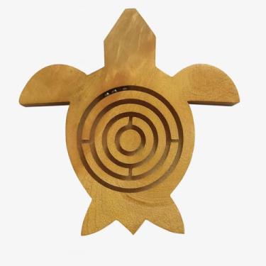 Imagem de TOSQP27 Wooden Turtle Maze Puzzle Game for Adults, 6x6 Inch Handmade Brain Teaser Toy, Natural Wood Labyrinth Hand Eye Coordination – Stress Relief & Focus Enhancing Gift, Office Desk Decor