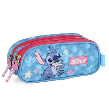 Imagem de Estojo Escolar 3 Repartições Stitch Disney Pink Luxcel