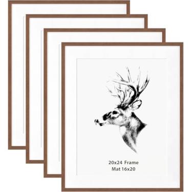 Imagem de Yaetm Porta-retrato de 50 x 61 cm fosco até 40 x 50 cm, marrom nogueiro, moldura de madeira maciça 50 x 61 cm para parede de galeria, fotos, pôsteres e impressões de arte, suporte de parede horizontal