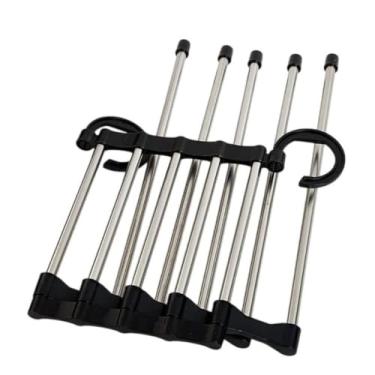 Imagem de Cabide Multiuso Retrátil em Aço Inox, 5 Divisórias, 32x14x6,5cm, Suporta até 5kg, para Calças, Blusas, Gravatas, Cachecóis e Toalhas