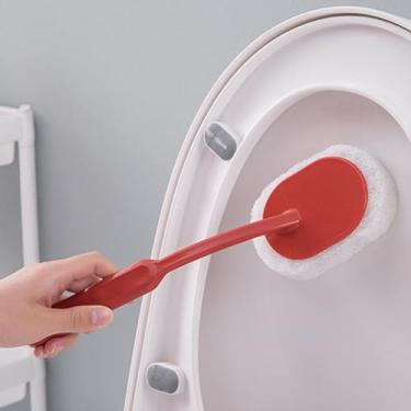 Imagem de Escova multifuncional de limpeza com esponja e cabo longo para eficiente parede banheiro banheira piso PP grip confortável ferramenta ecológica