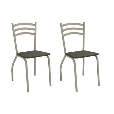 Imagem de Cadeira De Cozinha Portugal 2c007nk Aço Kit 2 Un Niquel-suede Escuro - Kappesberg