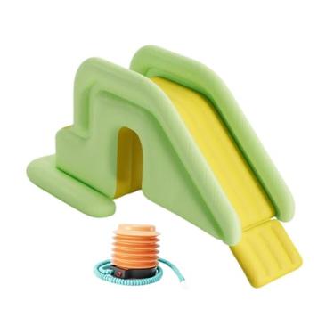 Imagem de RNXRZANK Tobogã Aquático Inflável para Piscinas, Base Que Pode Ser Enchida com água E Bomba de Pé, Ideal para Diversão No Jardim.