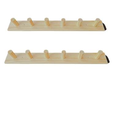 Imagem de Cabideiro de parede madeira pinus reforçado - Organizador Resistente para Roupas, Casacos e Acessórios - Ideal para Quarto, Banheiro e Entrada(Com 2 Un,4 Ganchos 40 Cm)