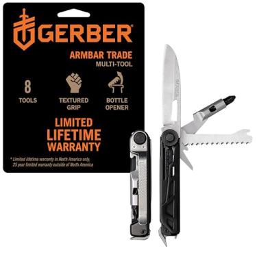 Imagem de Gerber Gear Armbar Trade Multiferramenta 8 em 1 - Lâmina de borda lisa de 6,3 cm, barra de alavanca, martelo - Engrenagem e equipamento EDC - Ônix