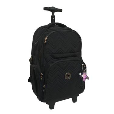 Imagem de Mochila Infantil Menina Kika Escolar Grande Rodinha Carrinho (Preto)
