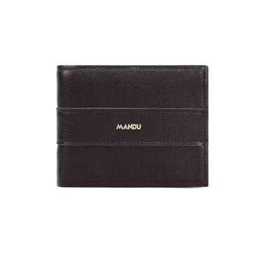 Imagem de Carteira masculina dobrável, bloqueio RFID com janela para identidade e vários compartimentos para cartão, Café, one size, Minimalista