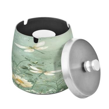 Imagem de Blueangle Cinzeiro de libélula com tampa para cigarros, à prova de vento/chuva, aço inoxidável, sem fumaça, inodoro, cinzeiro para uso interno ou externo (24)