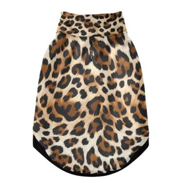 Imagem de SEHANY Casaco de cachorro marrom com estampa de leopardo para cães pequenos, superquente à prova de vento, jaqueta de inverno macia e aconchegante para clima de neve fria com coleira para animais de