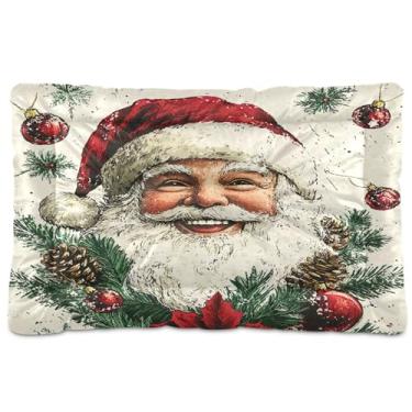 Imagem de SEHANY Cama de Natal para cães de Papai Noel, cama de gato com fundo antiderrapante, cama de canil, colchão macio para animais de estimação, lavável para cães pequenos, médios e grandes, gatos, 45,7 x