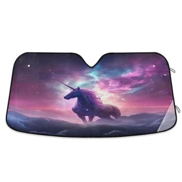 Imagem de ATTX Para-brisa Galaxy Horse Car Para-brisa 144.8 cm x 80.0 cm Escudo Solar Universal com Proteção UV, Persiana de Janela Frontal Auto Dobrável para Sedans SUVs Caminhões #496