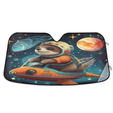 Imagem de ATTX Funny Sloths Para-brisa Carro Para-brisa 144.8 cm x 80.0 cm Escudo Solar Universal com Proteção UV, Persiana de Janela Frontal Auto Dobrável para Sedans SUVs Caminhões #468