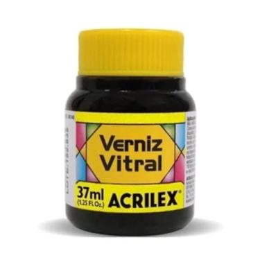 Imagem de Kit 2 Verniz Vitral Acrilex Amarelo Cadmio 536 37ml Transparente e Brilhante para Vidro Cerâmica Porcelana Copos Garrafas Vasos Artesanato Efeito Vitrais