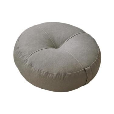 Imagem de IEUDNS Almofada de chão redonda, almofada de chão decorativa confortável premium, de assento para meditação para sofá-cama de ioga, adultos e crianças, Cinza Claro