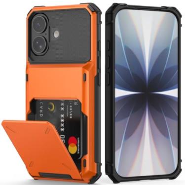 Imagem de Nvollnoe Capa compatível com iPhone 17 com suporte para cartão [loja 5 cartões] capa carteira resistente à prova de choque de camada dupla com compartimento para cartão oculto grande capa de