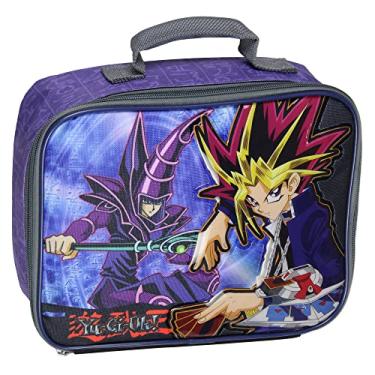 Imagem de Bioworld Yu-Gi-Oh Lancheira com isolamento Dark Magician, lancheira com suporte para cartões colecionáveis roxa