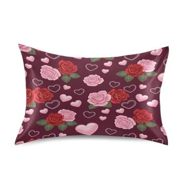 Imagem de SEHANY Capas de almofada elegantes de seda rosas para cabelo e pele, capas de almofada de cetim respiráveis macias e refrescantes com fecho de envelope, tamanho king (50,8 x 66 cm)