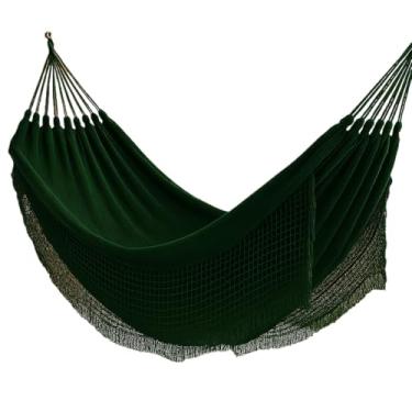 Imagem de Rede de Dormir em Algodão Natural 4m x 1,5m Estilo Moderno–Resistente, Tecido Transpirável Perfeito para Quintal, Varanda e Interior(Verde)