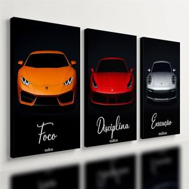 Imagem de Kit 3 Quadro Decorativo Motivacional Super Carro Esportivo Moderno Luxo Qualidade Premium (28x20cm)