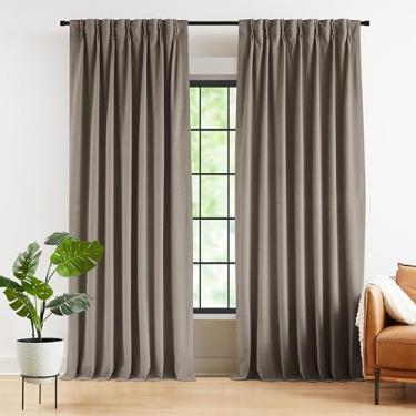 Imagem de Kayne Studio Cortinas plissadas de veludo macio com 272 cm de comprimento, 60% blackout escurecimento de ambiente à prova de som, cortinas de janela com isolamento térmico com aba traseira para quarto