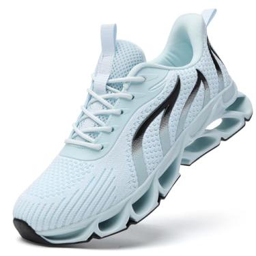 Imagem de TSlODFO Tênis de corrida feminino atlético para caminhada, Wk05 Azul claro, 39
