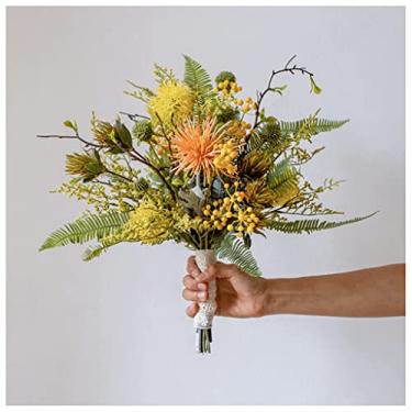 Imagem de Flores artificiais para decoração flores artificiais arranjos florais falsos de flores mistas para casa de casamento mesa de festa interior decoração flores artificiais P