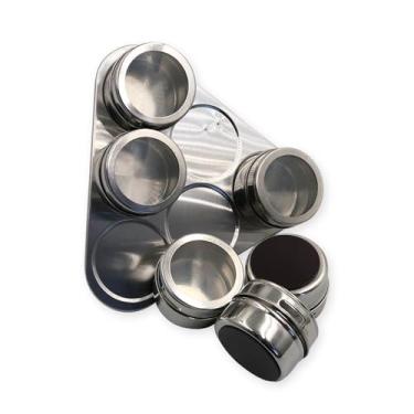 Imagem de Kit com 6 Porta Condimentos Magnético Triangular, Aço Inox