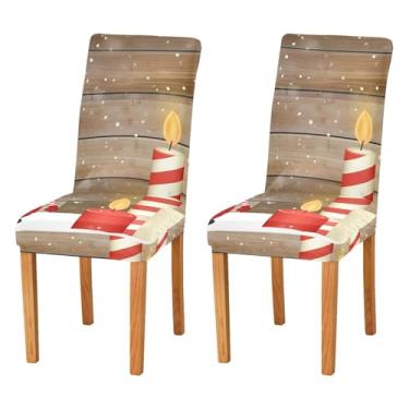 Imagem de xigua Capas de cadeira de gnomo e velas de Natal, 4 peças, capas elásticas laváveis para cadeira de cozinha, protetor de assento removível para festas de fim de ano, cozinha, hotel, sala de jantar
