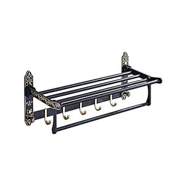 Imagem de Prateleiras de banheiro acessórios de hardware de banheiro espaço alumínio preto toalheiro barra de toalha para banheiro hotel